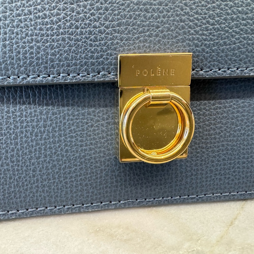 Polene Numero Sept Mini Handbag in Rare Blue Textured Leather - Picture 6 of 13